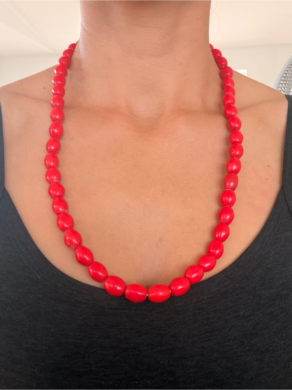 Red Beaded Necklace - Classic Statement Necklace